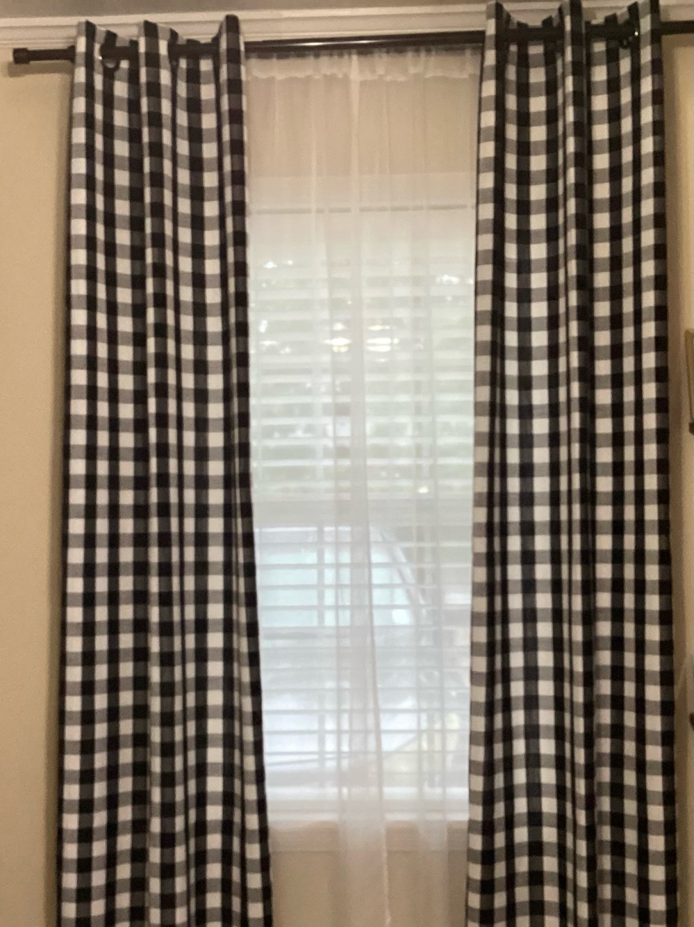 Black and White Buffalo Check Grommet Curtain 2 Panels.